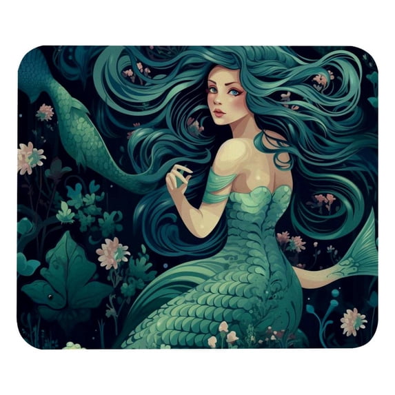 Mermaid 8.3x9.8 Inch Square Printed Desk Mat Mouse Pad for Office and Gaming, Non-Slip Rubber Bottom