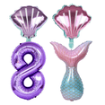 thumbnail image 1 of Mermaid 8th Birthday Foil Balloon Set Purple Pink Teal Girls, 1 of 3