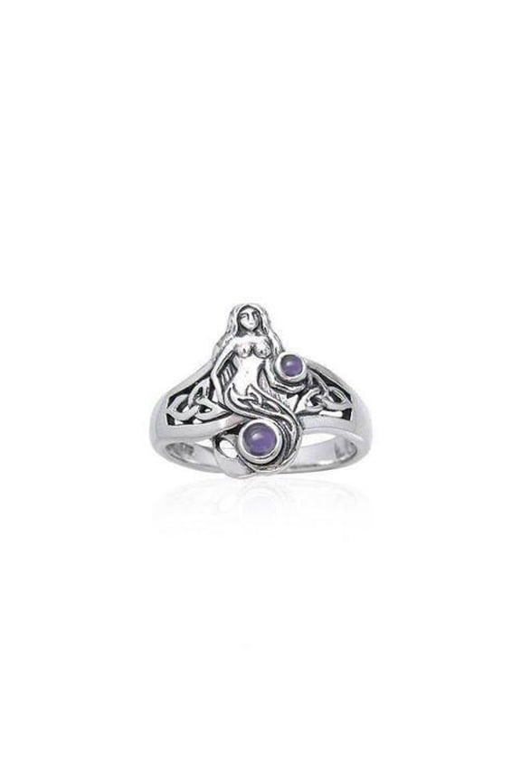 Mermaid 925 Sterling Silver Ring Beach Ocean Sea Enchanting Jewelry Amethyst