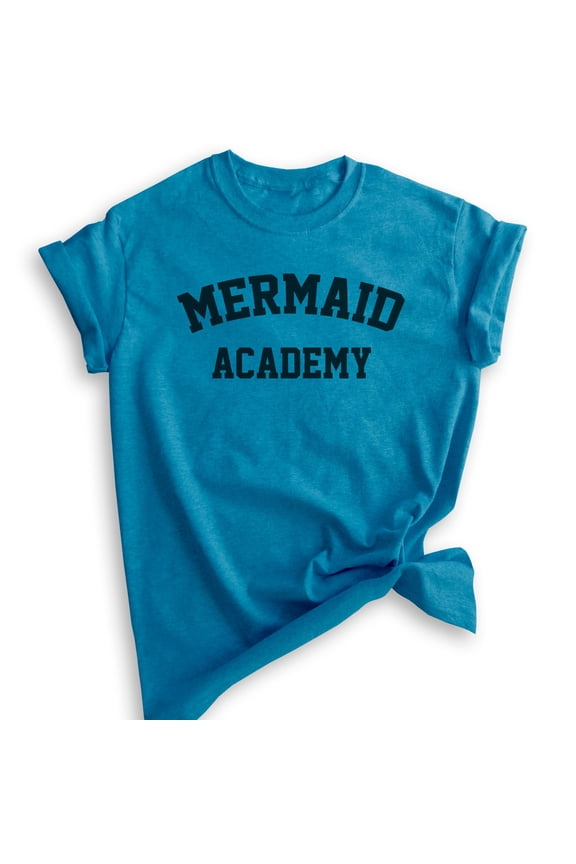 Mermaid Academy T-Shirt, Unisex Women's Shirt, Summer Shirt, Mermaid T-shirt, Ocean Shirt, Swimming Shirt, Heather Blue, Medium