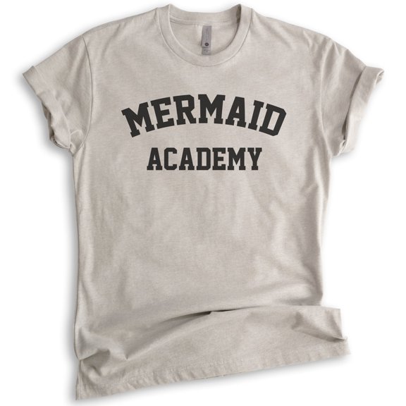 Mermaid Academy T-Shirt, Unisex Women's Shirt, Summer Shirt, Mermaid T-shirt, Ocean Shirt, Swimming Shirt, Light Silk Gray, Medium
