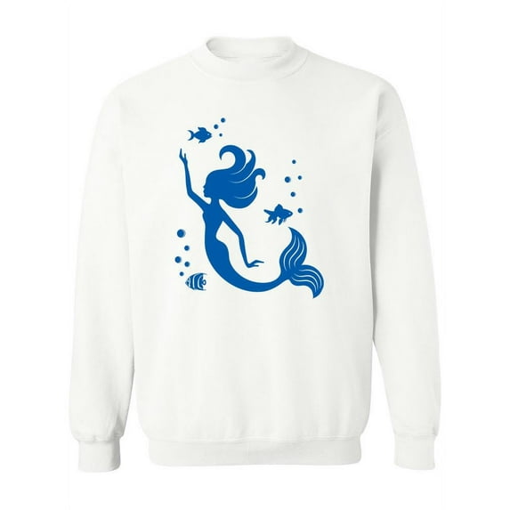 Mermaid And Fish Outlined Sweatshirt Women -SPIdeals Designs, Female 4X-Large