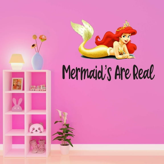 Mermaid Ar Real Sea Under Water Sea Creatures Crab Octopus Fish Seahorse Clam Shellfish Urchin Kelp Sweet Dreams Bedtime Unicorn Holiday Decorating Wall Decal Sticker - Size: 20 In X 14 In