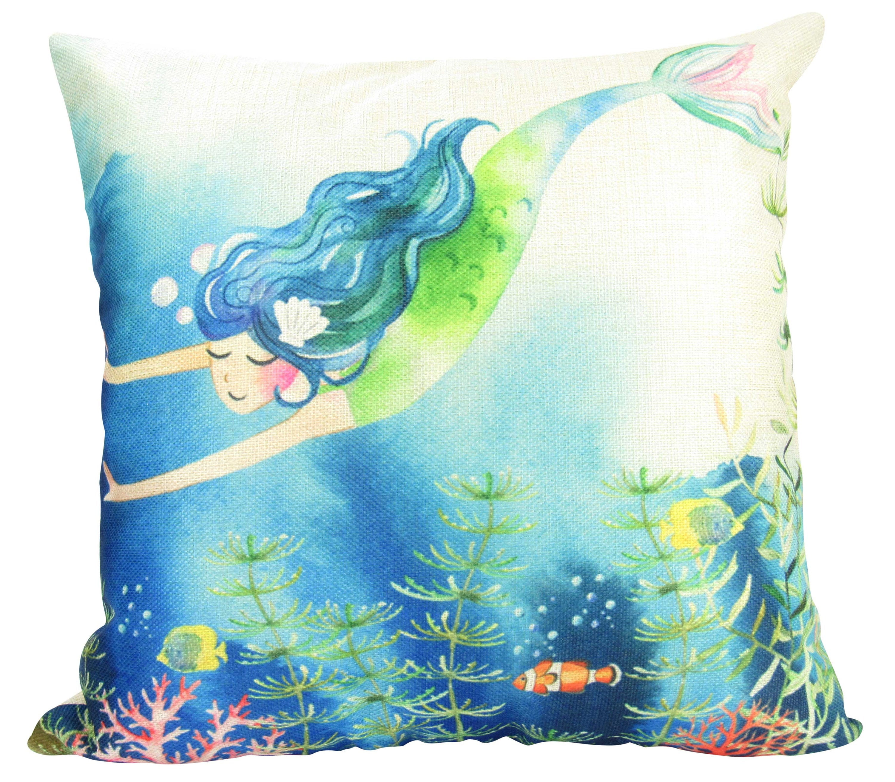 Mermaid Art Mermaid Fun Gifts Pillow Cover Home Decor Throw Pillows Happy Birthday Under the Sea Kids Room Decor Walmart