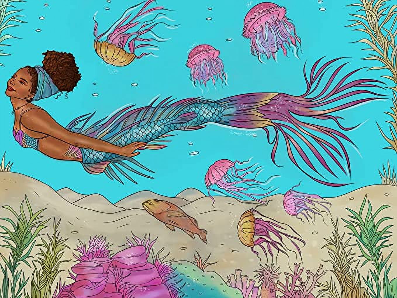 Mermaid Art Print/Mermaid Poster Print/Black Mermaid Art Print/African