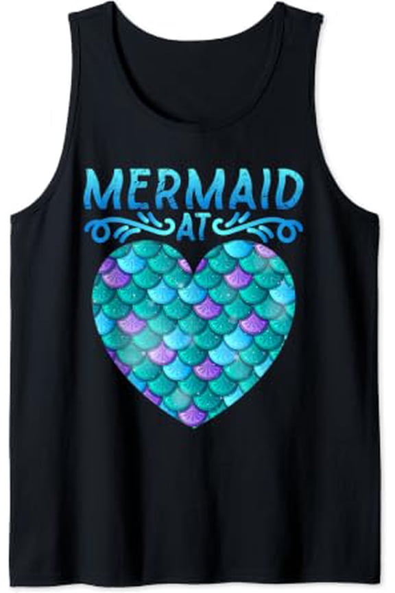 Mermaid At Heart Ocean Fish Tail Deep Sea Mermaid Shells Tank Top Size S-3XL