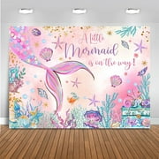 Mermaid Baby Shower Backdrop Under The Sea Mermaid Princess Baby Shower Decoration Banner Photo Background