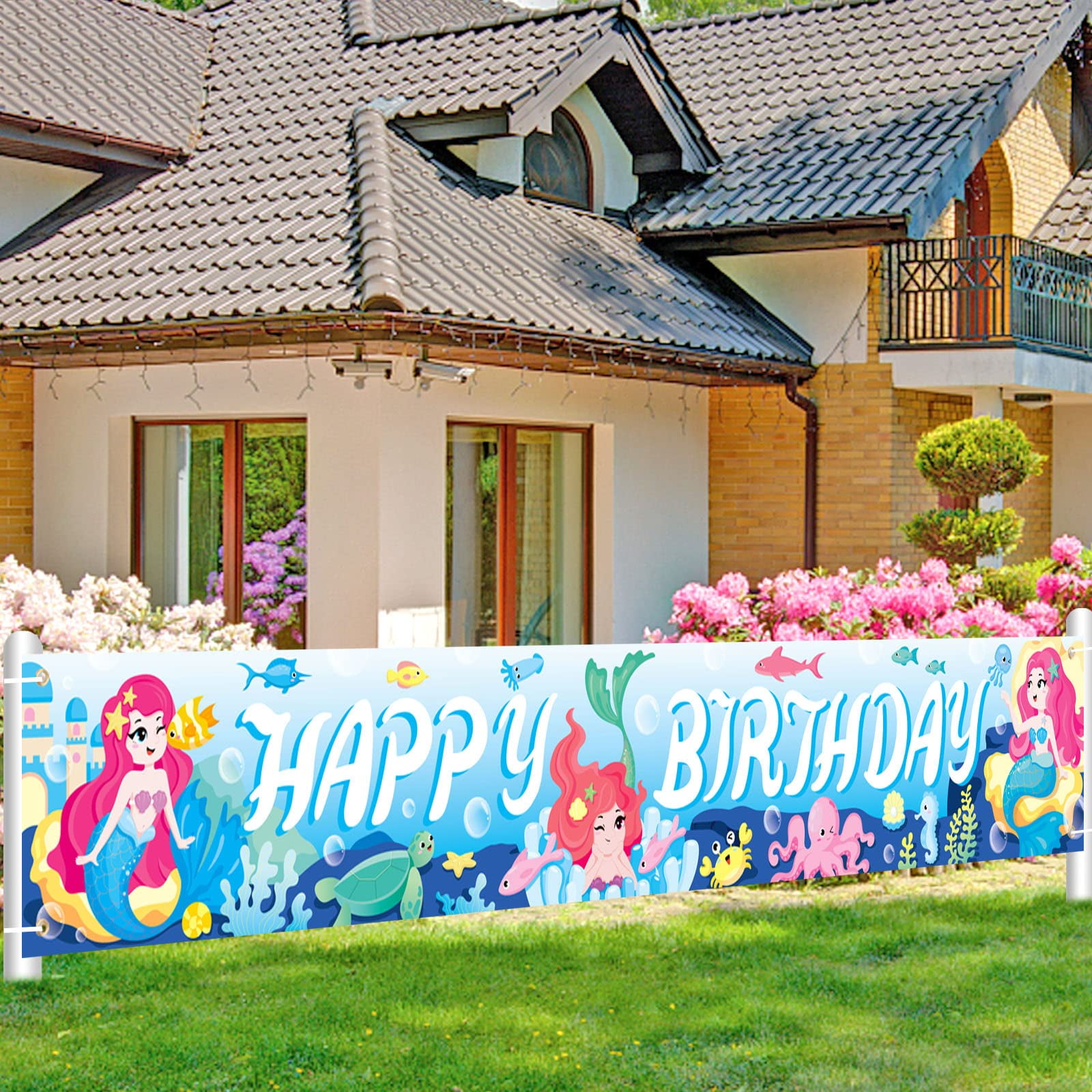Mermaid Banner Happy Birthday Banners Under The Sea Girls Princess