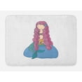 thumbnail image 1 of Mermaid Bath Mat, Sweet Mythological Girl with a Shell and Long Pink Hair Fantastic Sea Character, Non-Slip Plush Mat Bathroom Kitchen Laundry Room Decor, 29.5 X 17.5 Inches, Multicolor, Ambesonne, 1 of 2