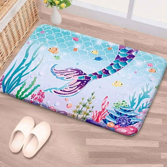 Mermaid Bathroom Rugs, Cute Bath Mat, Colorful Bath Rugs, Beautiful Bathroom Rug, Bath Mats for Bathroom, 24''''X16''''