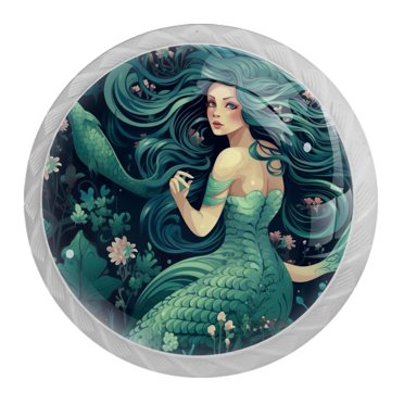 Mermaid Antique Drawer Pulls – Rustic Polyresin Cabinet Knobs With Screws – Coastal Theme