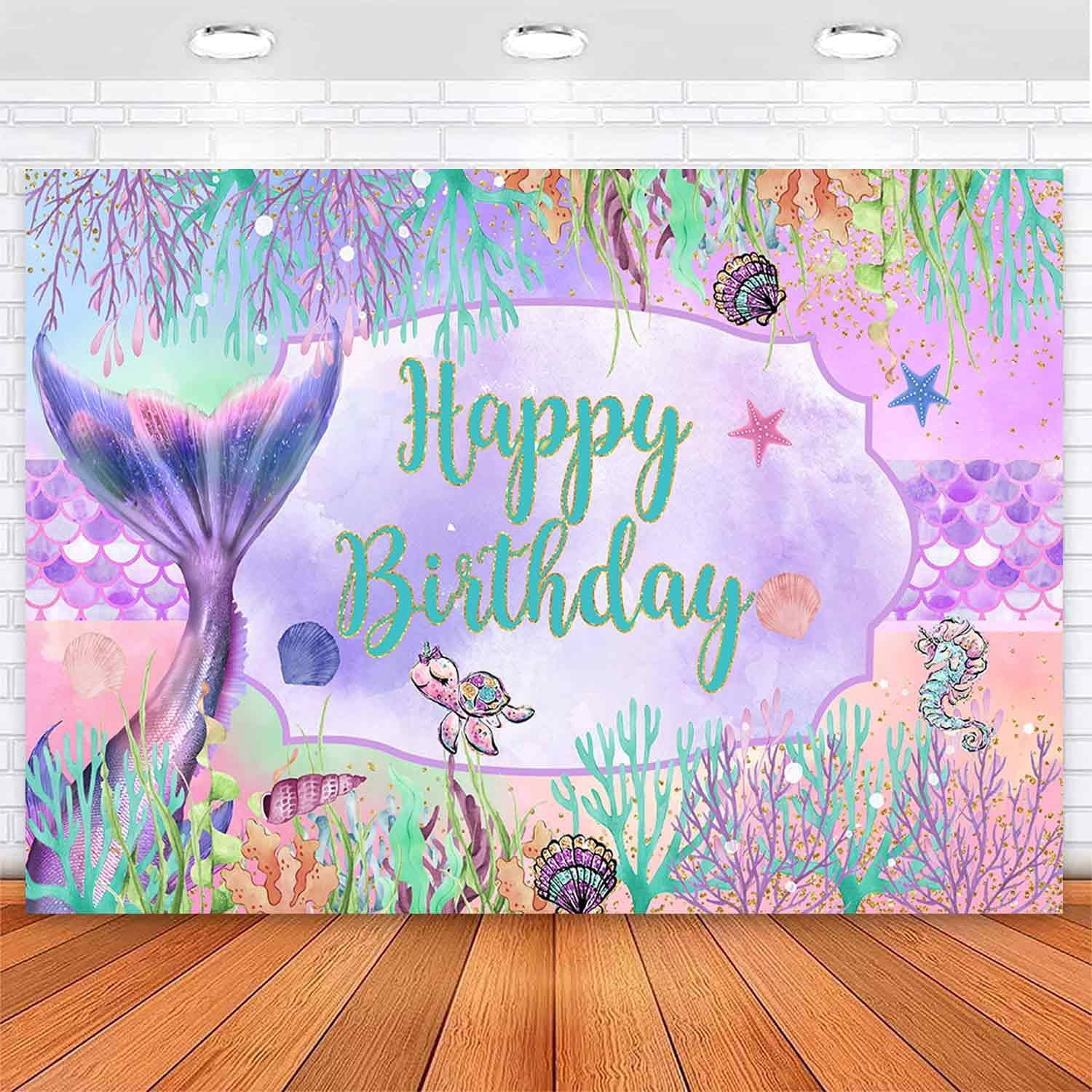 Mermaid Birthday Backdrop for Girls Under The Sea Birthday Party Banner ...