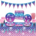 thumbnail image 1 of Mermaid Birthday Decorations - 162PCS Mermaid Decor Including Mermaid Plates Mermaid Napkins, Mermaid Pennant, Mermaid Tablecloth, Mermaid Cups for Girl Women Mermaid Birthday Party Supplies, 1 of 7