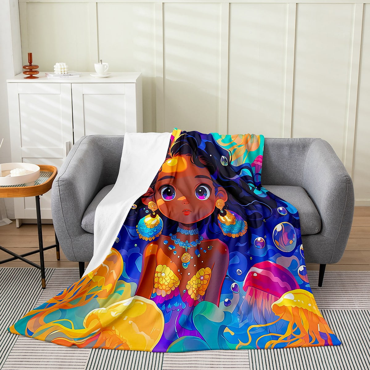 Custom Name Mermaid Blanket For Kids - Personalized 30x40 Inch Super Soft Fleece Throw - View #5