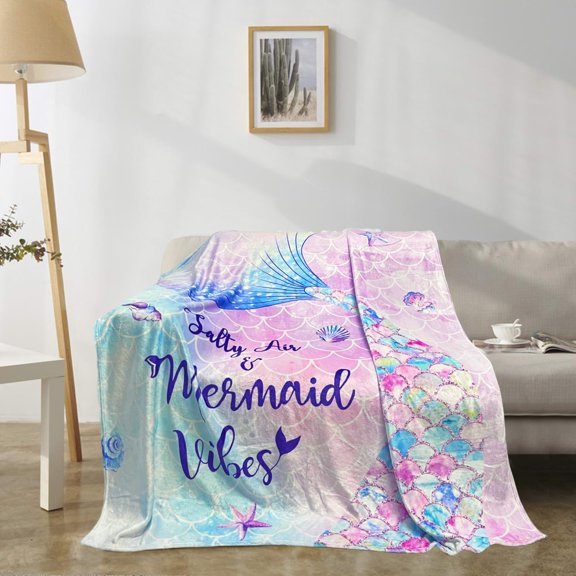 Mermaid Blanket 50X60 inches,Flannel Cute Gradient Mermaid Tail Blanket Throw,Mermaid Blanket is The Best Gift for Mermaid Lovers,Girls,Women,Adults,Family,Friends,Suitable for Sofa,Travel