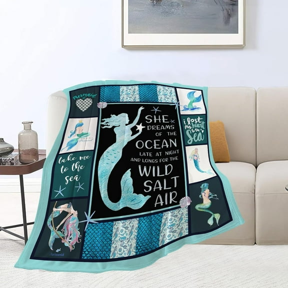 Mermaid Blanket Mermaid Tail Throw Blankets Cozy Fleece Flannel Blanket Plush Lightweight Blanket Mermaid Gifts for Little Girls Women Kids Teens Adults for Couch Sofa Bed 50"X60"