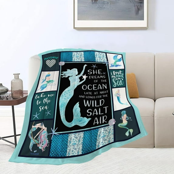 Mermaid Blanket Mermaid Tail Throw Blankets Cozy Fleece Flannel Blanket Plush Lightweight Blanket Mermaid Gifts for Little Girls Women Kids Teens Adults for Couch Sofa Bed 50"X60"