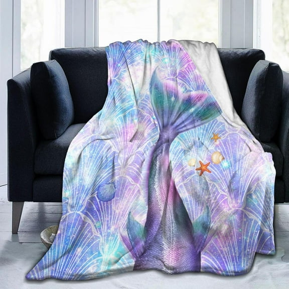 Mermaid Blanket Soft Fleece Flannel Lightweight Birthday Gifts Blankets Cozy Warm Cute Throw Blanket Living Rooms Sofa Decor Blanket All Seasons 80x60 Inches