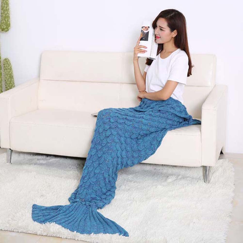 Mermaid Blanket with Scales Knitted Sleeping Bag Luxury Sofa Mermaid