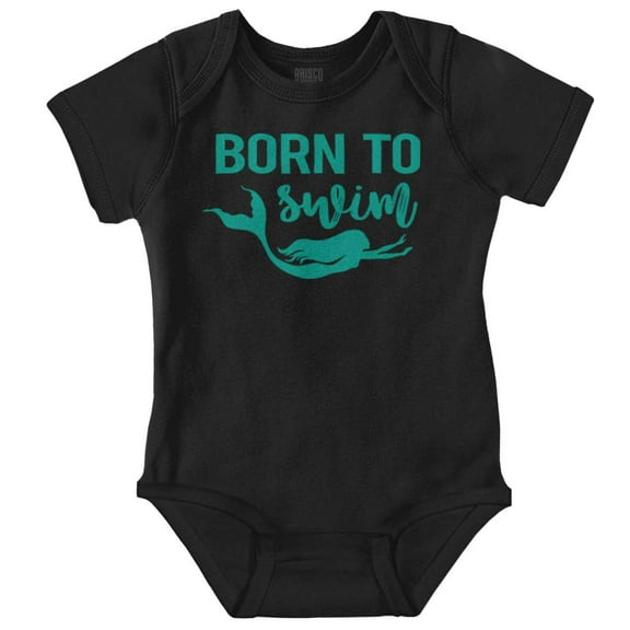 Mermaid Born to Swim Cute Water Lover Bodysuit Jumper Girls Infant Baby Brisco Brands 12M