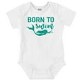 thumbnail image 1 of Mermaid Born to Swim Cute Water Lover Bodysuit Jumper Girls Infant Baby Brisco Brands 6M, 1 of 6
