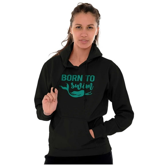 Mermaid Born to Swim Cute Water Lover Women Plus Size Graphic Pullover Hoodie Brisco Brands 2X