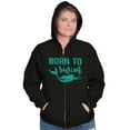 thumbnail image 1 of Mermaid Born to Swim Cute Water Lover Womens Plus Size Graphic Zipper Hoodie Brisco Brands 2X, 1 of 5