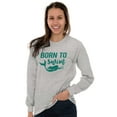 thumbnail image 1 of Mermaid Born to Swim Cute Water Lover Women's Long Sleeve T Shirt Brisco Brands L, 1 of 6