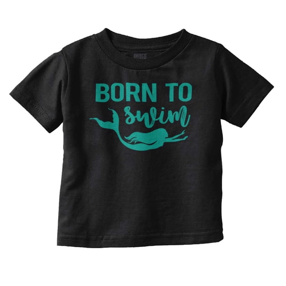 Mermaid Born to Swim Cute Water Lover Youth T Shirt Tee Girls Infant Toddler Brisco Brands 12M