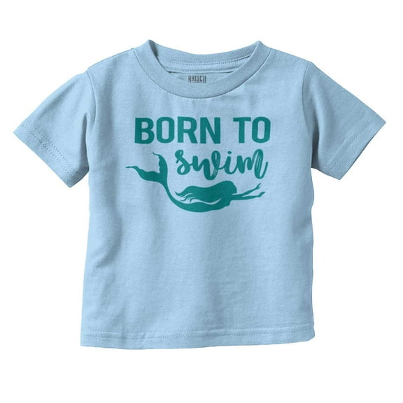 Mermaid Born to Swim Cute Water Lover Youth T Shirt Tee Girls Infant Toddler Brisco Brands 18M