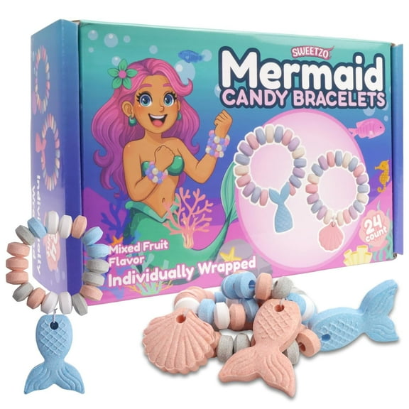 Mermaid Candy Bracelets, Birthday Party Favors, 24 Count, 10.16 Ounce Box