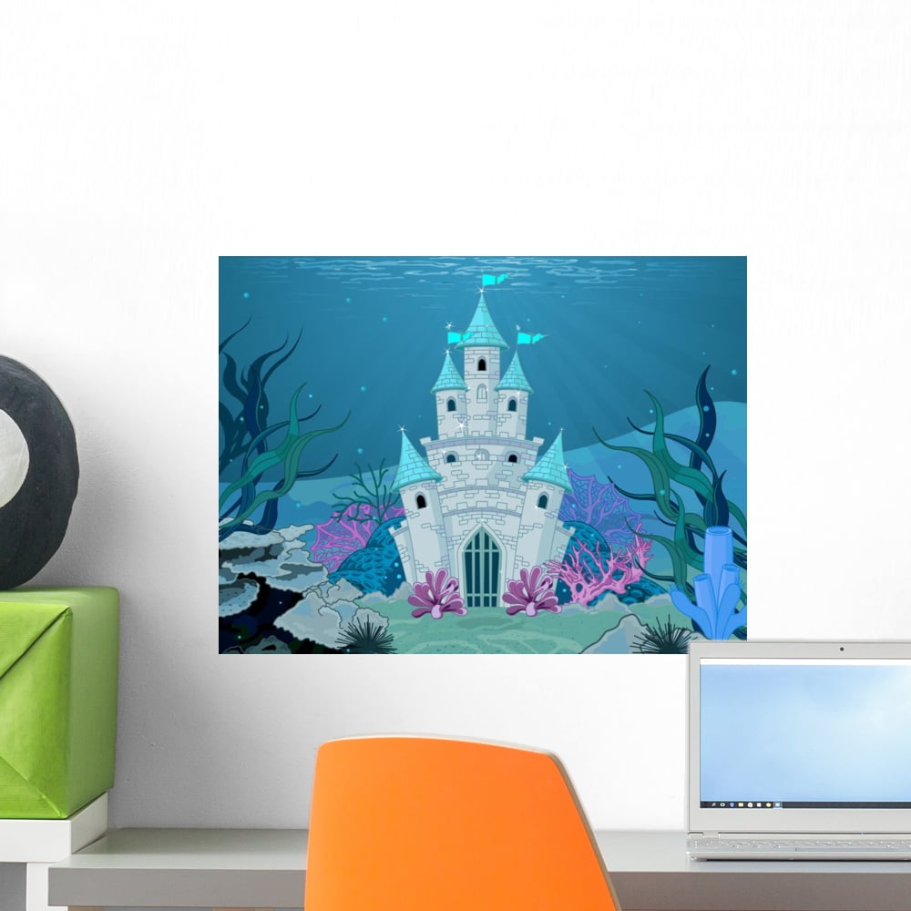 Mermaid Castle Wall Decal by Wallmonkeys Peel and Stick Graphic (18 in ...
