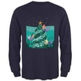 thumbnail image 1 of Mermaid Christmas Tree Mens Long Sleeve T Shirt Navy 3X-LG, 1 of 1