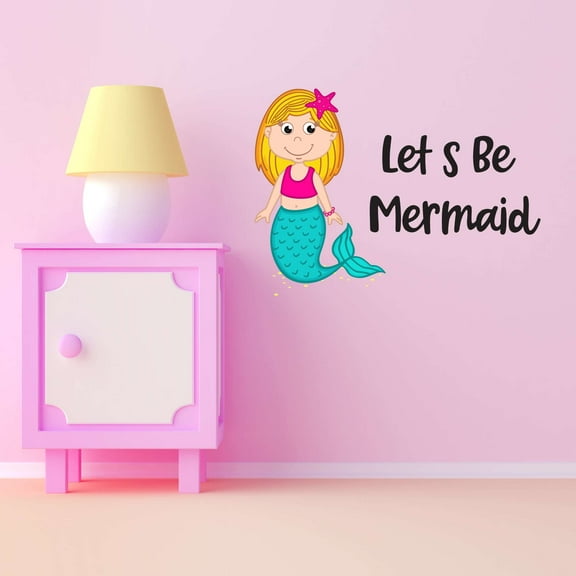 Let's Be Mermaid Colorful Fish Dream Big Little Mermaid Statfish Princess Queen Sweet Dreams Bedtime Unicorn Lovely Dear Dream Holiday Gift Decorating Bedroom Wall Decal Sticker - Size: 20 In X 14 In