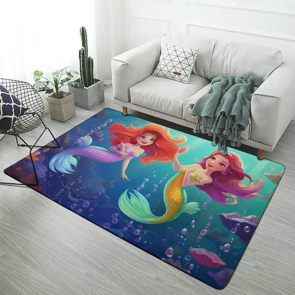 Mermaid Colorful Ocean World Carpet Style Living Room Bedroom Rug Modern 3d Entry Door Mats Household