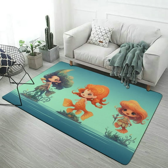 Mermaid Colorful Ocean World Carpet Style Living Room Bedroom Rug Modern 3d Entry Door Mats Household
