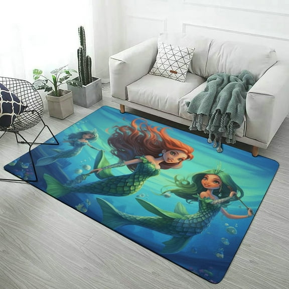 Mermaid Colorful Ocean World Carpet Style Living Room Bedroom Rug Modern 3d Entry Door Mats Household