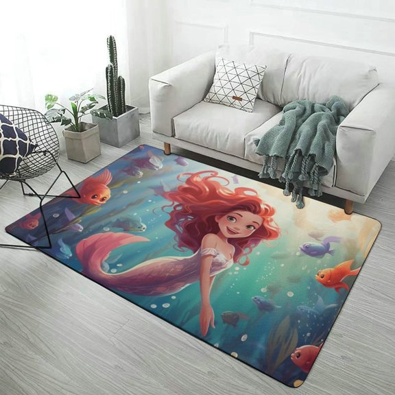 Mermaid Colorful Ocean World Carpet Style Living Room Bedroom Rug Modern 3d Entry Door Mats Household