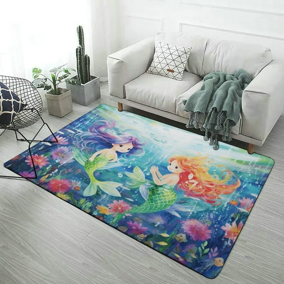 Mermaid Colorful Ocean World Home Decor Living Room Carpet Non-slip Hotel Lobby Floor Mat Kitchen Bedroom Entrance Doormat Mats