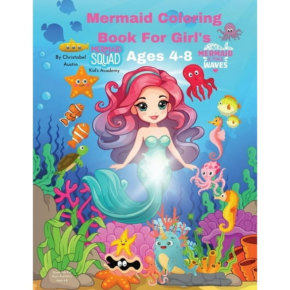 Mermaid Coloring Book For Girls Ages 4-8, (Paperback)