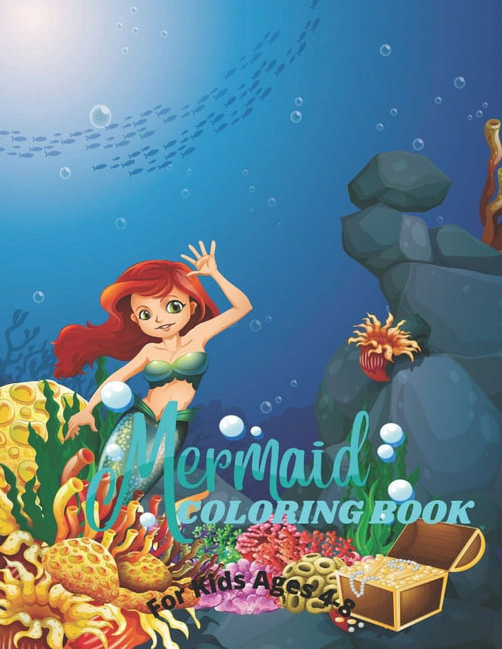 Mermaid Coloring Book For Kids Ages 4-8: A Great Gift For Boys & Girls With 50+ Beautiful Coloring Pages, (Paperback)