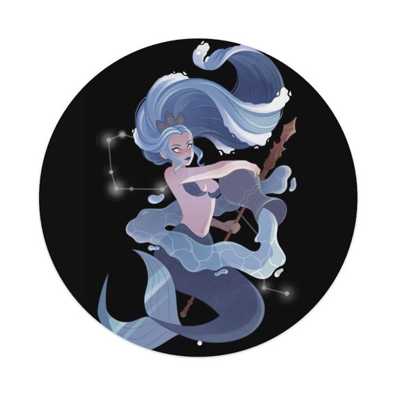 Mermaid Constellations Aquarius Vintage Metal Tin Sign Plaque Wall Decor for Cafe, Club, Garden Round Metal Poster 8x8Inch