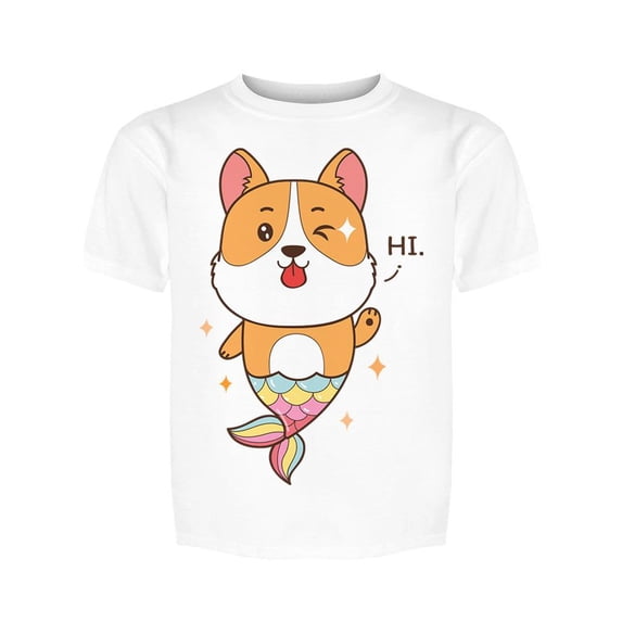 Mermaid Corgi Tee Girl's -Image by Shutterstock
