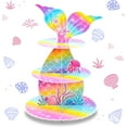 thumbnail image 1 of Mermaid Cupcake Stand, 3-Tier Cardboard Cupcake Stand Party Decorations Under The Sea Theme Cupcake Holder Decorations Mermaid Dessert Tower for Girls Kids Mermaid Theme Party Birthday Supplies, 1 of 7