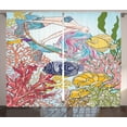 thumbnail image 1 of Ambesonne Mermaid Curtains 2 Panel Set, Sketchy Sea Coral Reefs, 108" x 90", Multicolor, 1 of 3