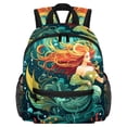 thumbnail image 1 of Mermaid Cute Bag Diaper Backpack Baby Cushion Backpack Backpack for School Teens with Adjustable Strap and Large Capacity, Printed Design, 1 of 6