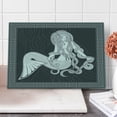 thumbnail image 1 of Mermaid Cutting Board, Retro Art Illustration of a Girl Brushing Hair and Border Celtic Patterns, Decorative Tempered Glass Cutting and Serving Board, Large Size, Brown White, by Ambesonne, 1 of 5