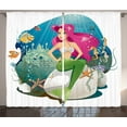 thumbnail image 1 of Ambesonne Colorful Curtains 2 Panel Set, Underwater Mermaid, 108" x 90", Multicolor, 1 of 3