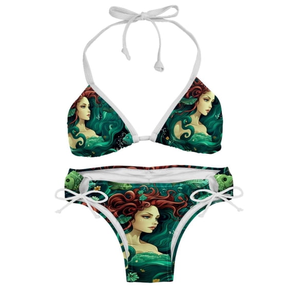 Mermaid Detachable Sponge Adjustable Strap Bikini Set Two-Pack Swim Suits - Ideal for All Your Swimming Scenes!