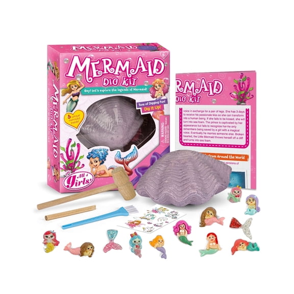 Piano Potato Mermaid Dig Kit for Kids, 12 Hidden Mermaid Figurines & Treasures STEM Excavation Toy with Tools, Ocean-Themed Science Gift for Girls Ages 6+